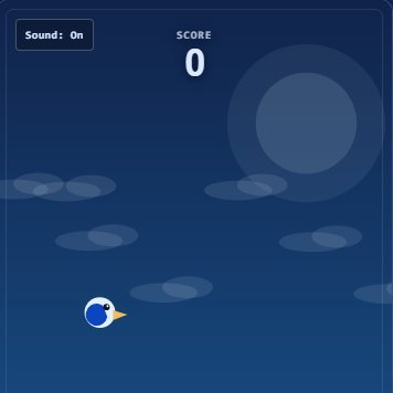 Sky Hopper gameplay showing a small bird flying through a blue sky